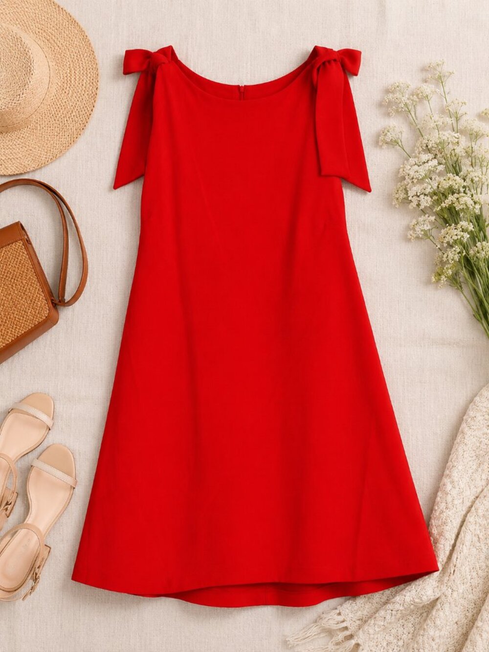 Madison Tara Size 16 Red Bow Shoulder A-Line Cocktail Dress NWT
